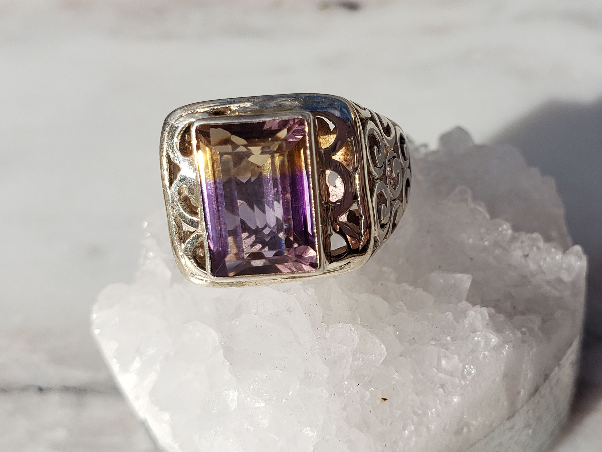 Nautilus Carved Ametrine Ring